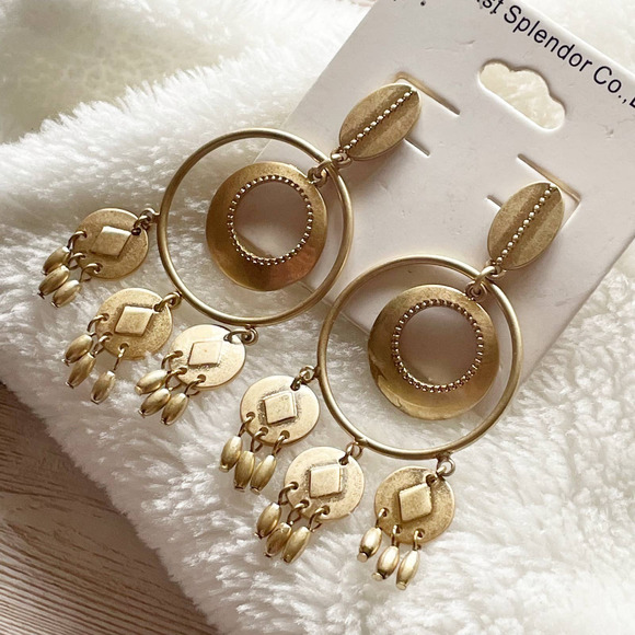 East Splendor Co. Jewelry Victorian Hoop Drop Shaker Earrings Matte